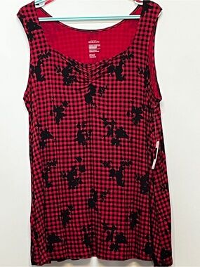 Michel Studio Red and Black Printed Sleeveless Tank